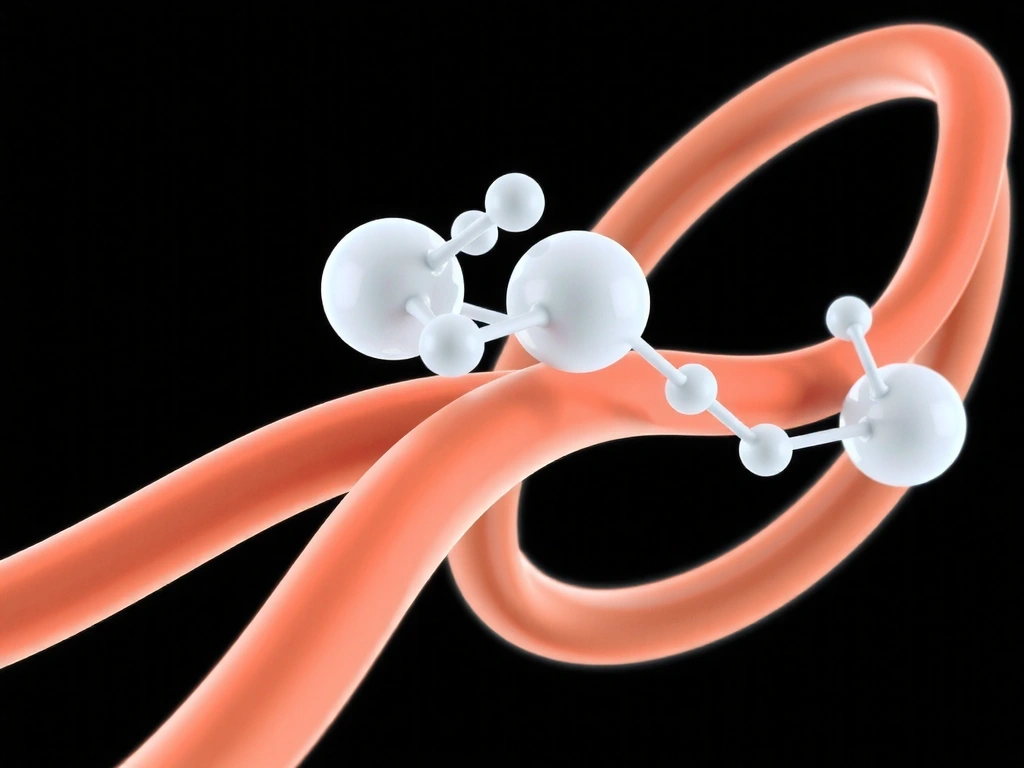 Ilustración de arterias sanas y flexibles con representaciones de moléculas de Vitamina K2 interactuando con calcio